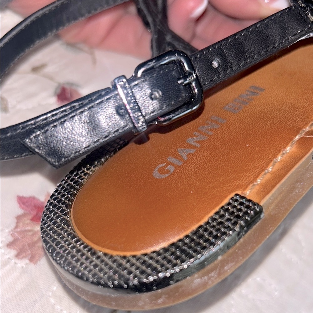 GIANNI BINI Black LEATHER Sandals🖤VERY GOOD CONDITION! Style: AMALYA Size 9 - Picture 5 of 8